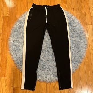 Black w/ White Stripes Sweatpants